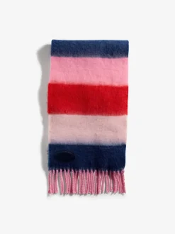 Roze/blauw gestreept - Love & Roses - Geborstelde sjaal