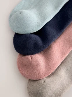 Roze/Blauw/Naturel - 4 paar sneakersokken met verdikte zool