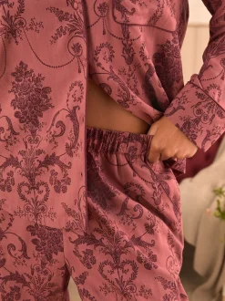 Roze/Bordeaux - Laura Ashley Josette pyjama met knopen