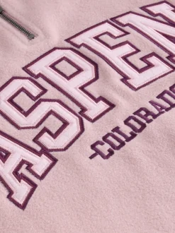 Roze/Bordeauxrood - Half Zip Graphic Fleece
