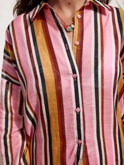 Roze/donkerrood - Strandoverhemd