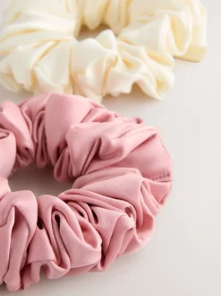 Roze/ecru - Oversized Scrunchies 2 Pack