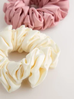 Roze/ecru - Oversized Scrunchies 2 Pack