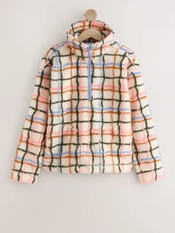 Roze/ecru geruit - Soft Touch Knusse Teddy Borg Kwartrondrits Fleece