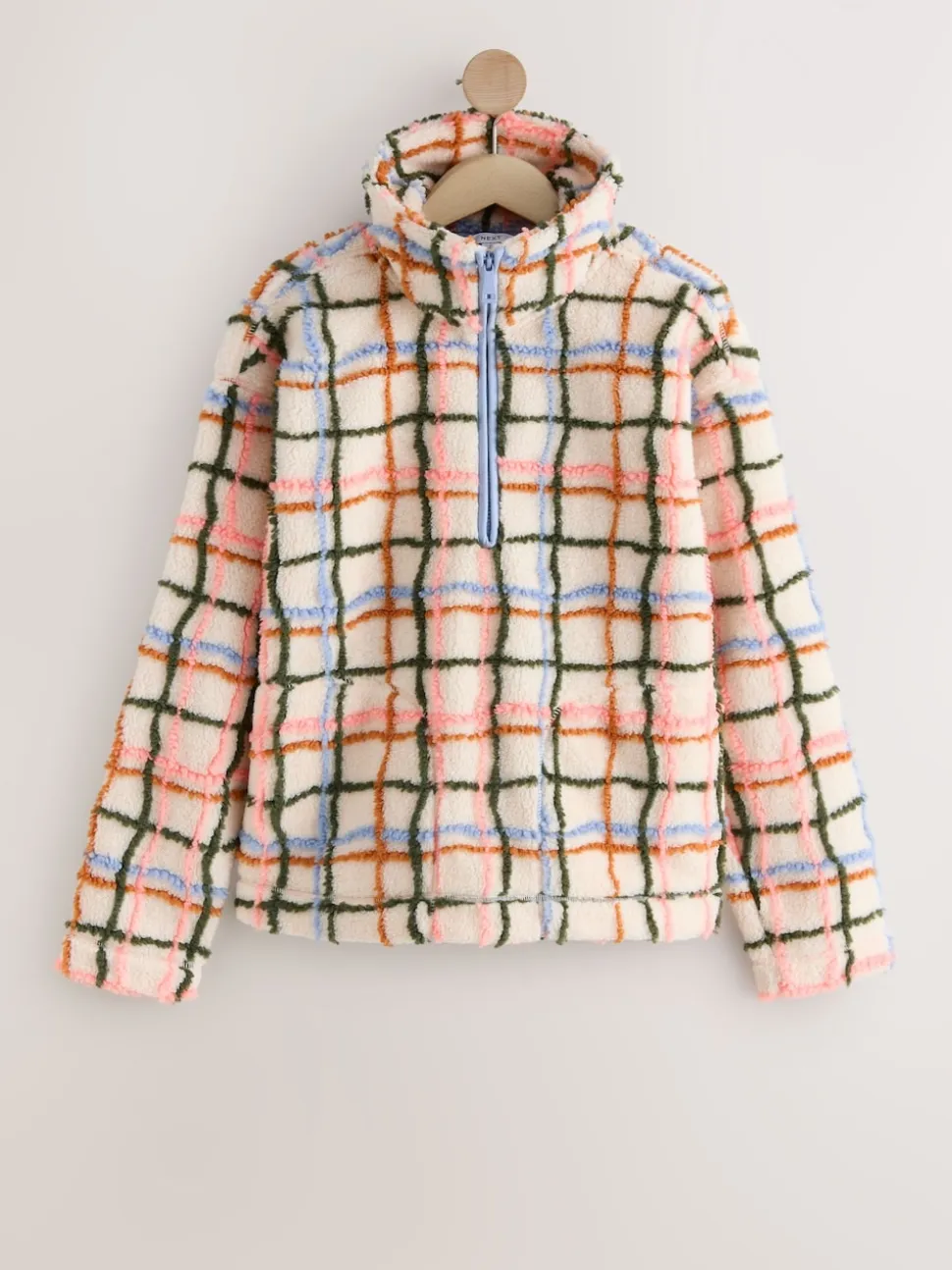 Roze/ecru geruit - Soft Touch Knusse Teddy Borg Kwartrondrits Fleece