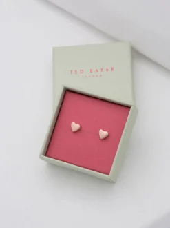 Rozegouden tinten - Ted Baker HARLY: oorknopjes met klein hartje