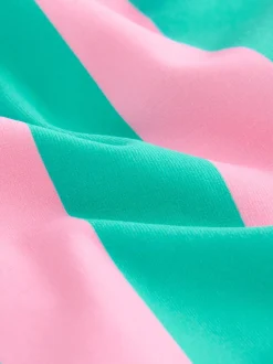 Roze/groene strepen - Bikinibroekje met gestrikte zijkant