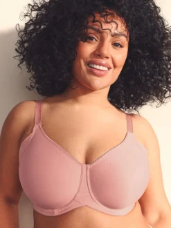 Roze/kaki - F-K cup onderarm gladmakende niet gevulde beugelbeha's met minimaliserend ultiem comfort verpakking van 2
