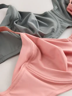 Roze/kaki - F-K cup onderarm gladmakende niet gevulde beugelbeha's met minimaliserend ultiem comfort verpakking van 2