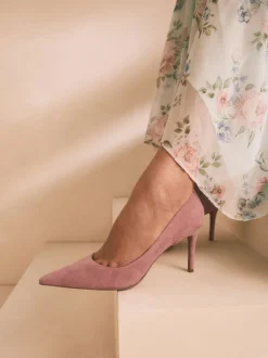 Rozenroze suède - Leren mid-court pumps