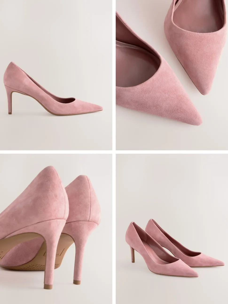 Rozenroze suède - Leren mid-court pumps