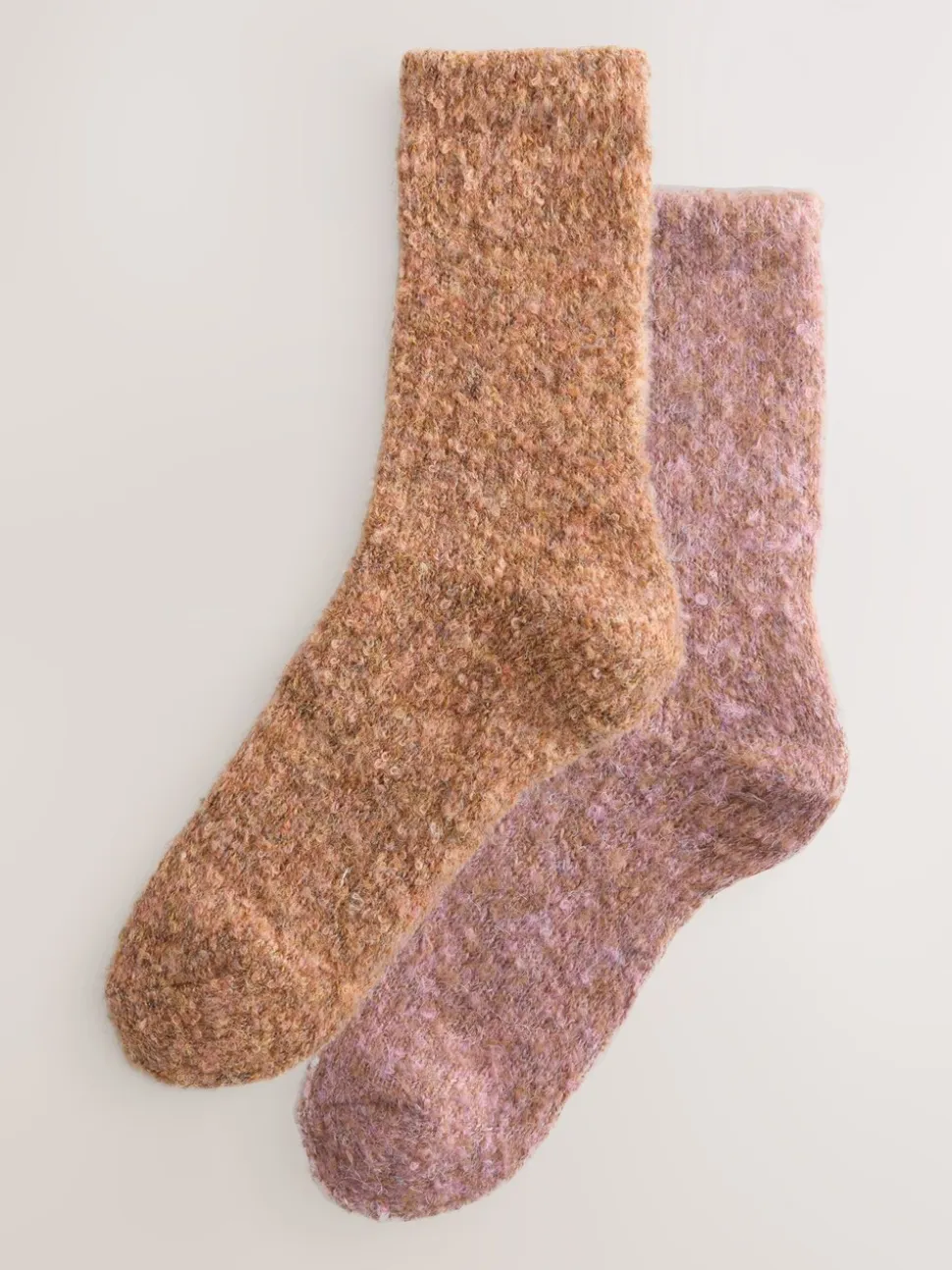 Roze/roestkleurig - 2 paar behaaglijke bouclesokken