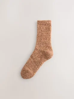 Roze/roestkleurig - 2 paar behaaglijke bouclesokken