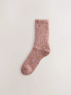 Roze/roestkleurig - 2 paar behaaglijke bouclesokken