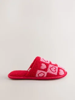 Roze/rood - Borg Mule Check Heart Slippers