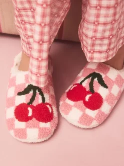 Roze/rood - Check Cherry Mule Slippers