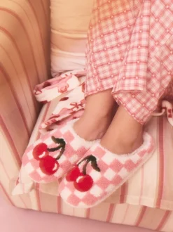 Roze/rood - Check Cherry Mule Slippers