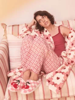 Roze/rood - Check Cherry Mule Slippers