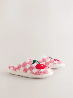 Roze/rood - Check Cherry Mule Slippers