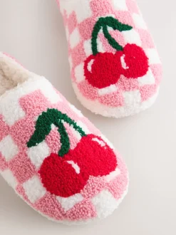 Roze/rood - Check Cherry Mule Slippers