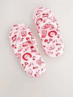 Roze/rood - Heart Plush Slider Slippers