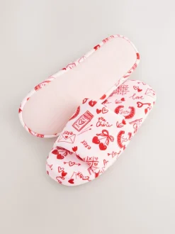 Roze/rood - Heart Plush Slider Slippers