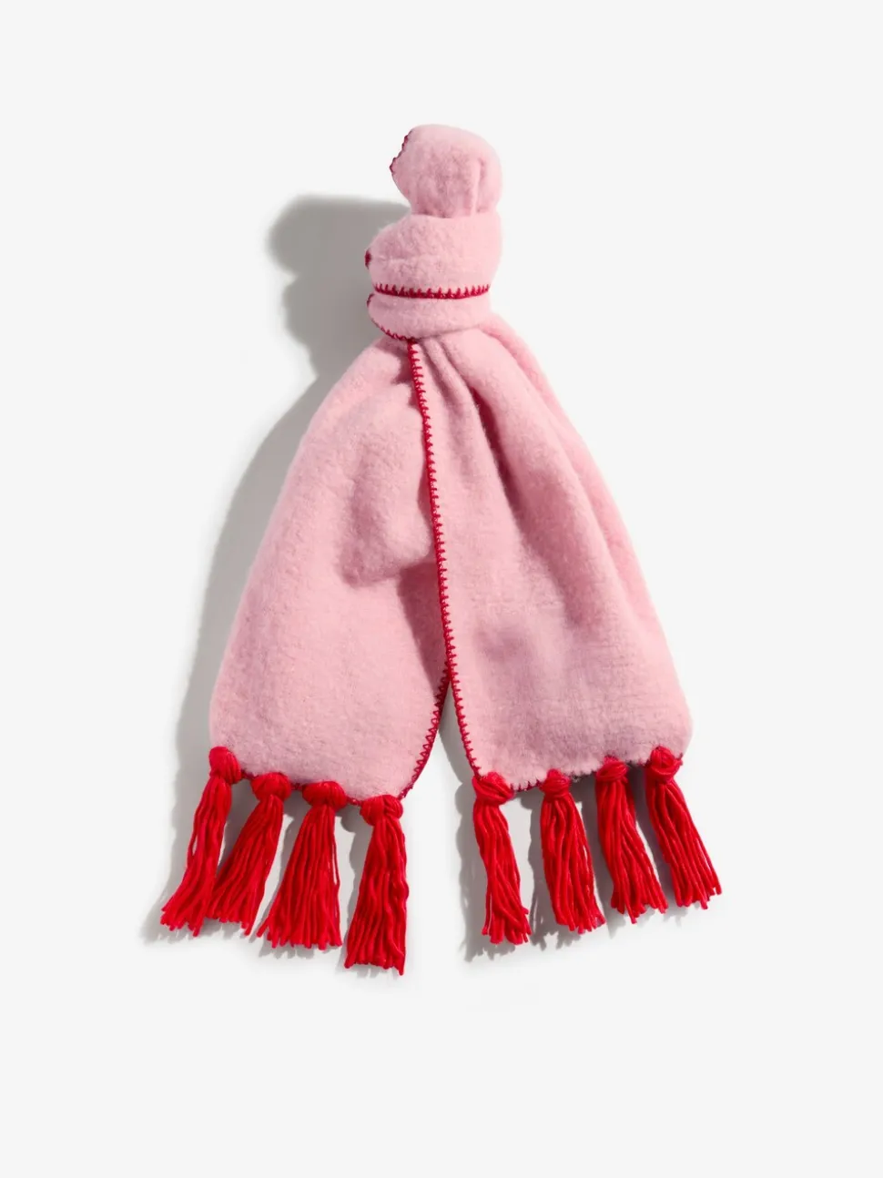 Roze/rood - Love & Roses Tassel Cosy Contrast Brushed Scarf