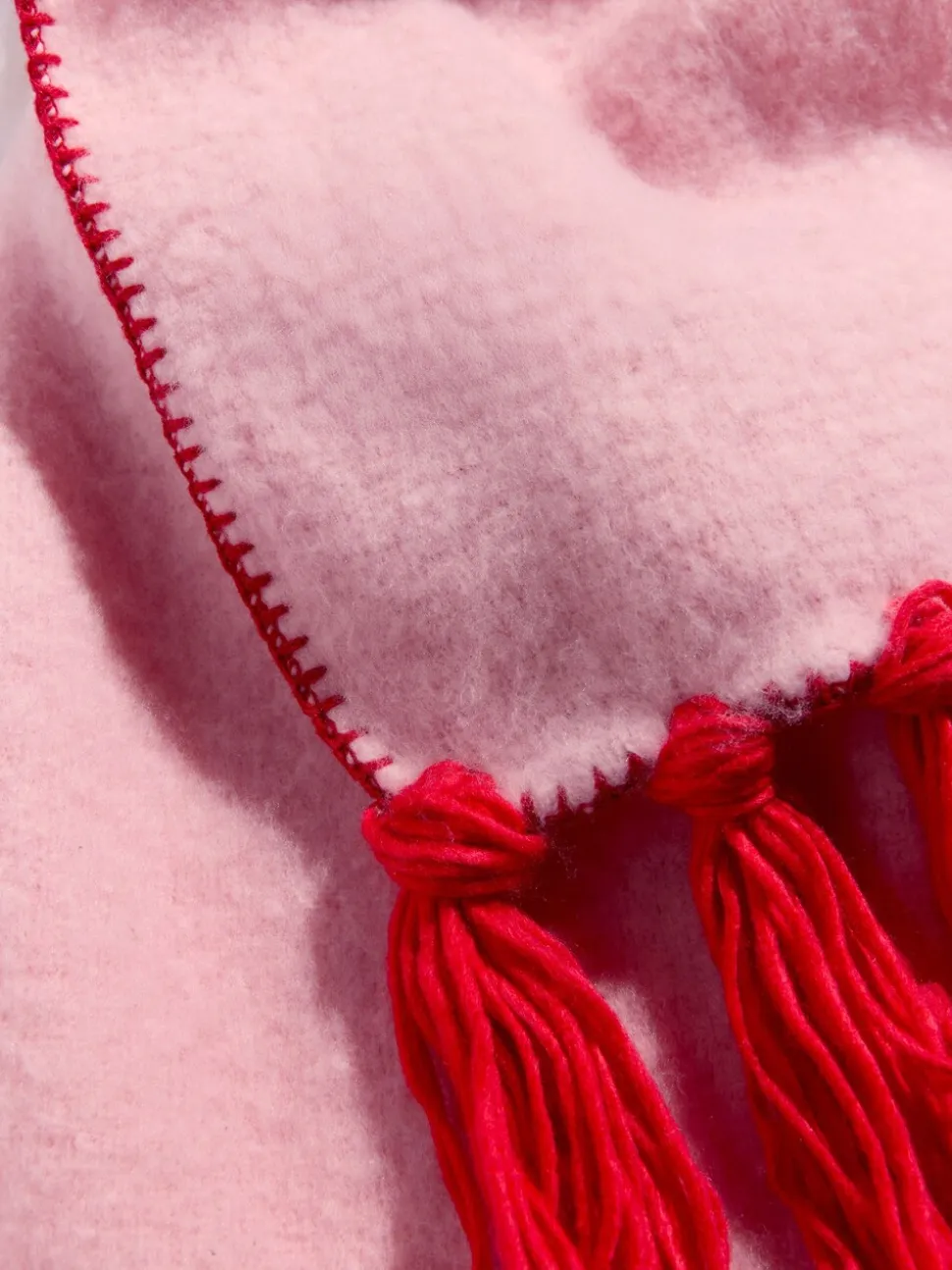 Roze/rood - Love & Roses Tassel Cosy Contrast Brushed Scarf