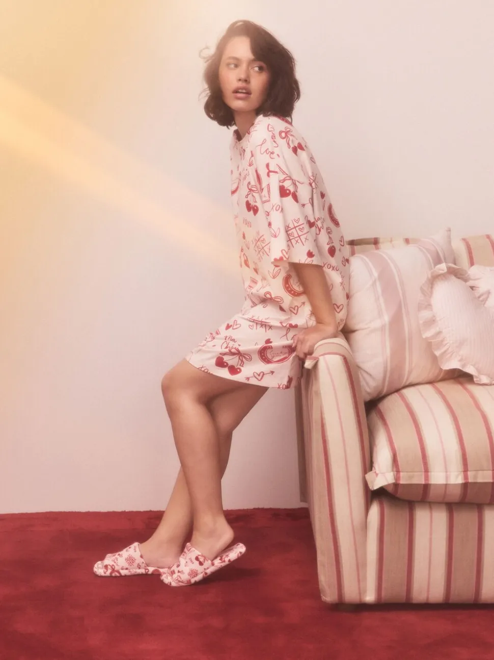 Roze/rood met hart - Nachtpon