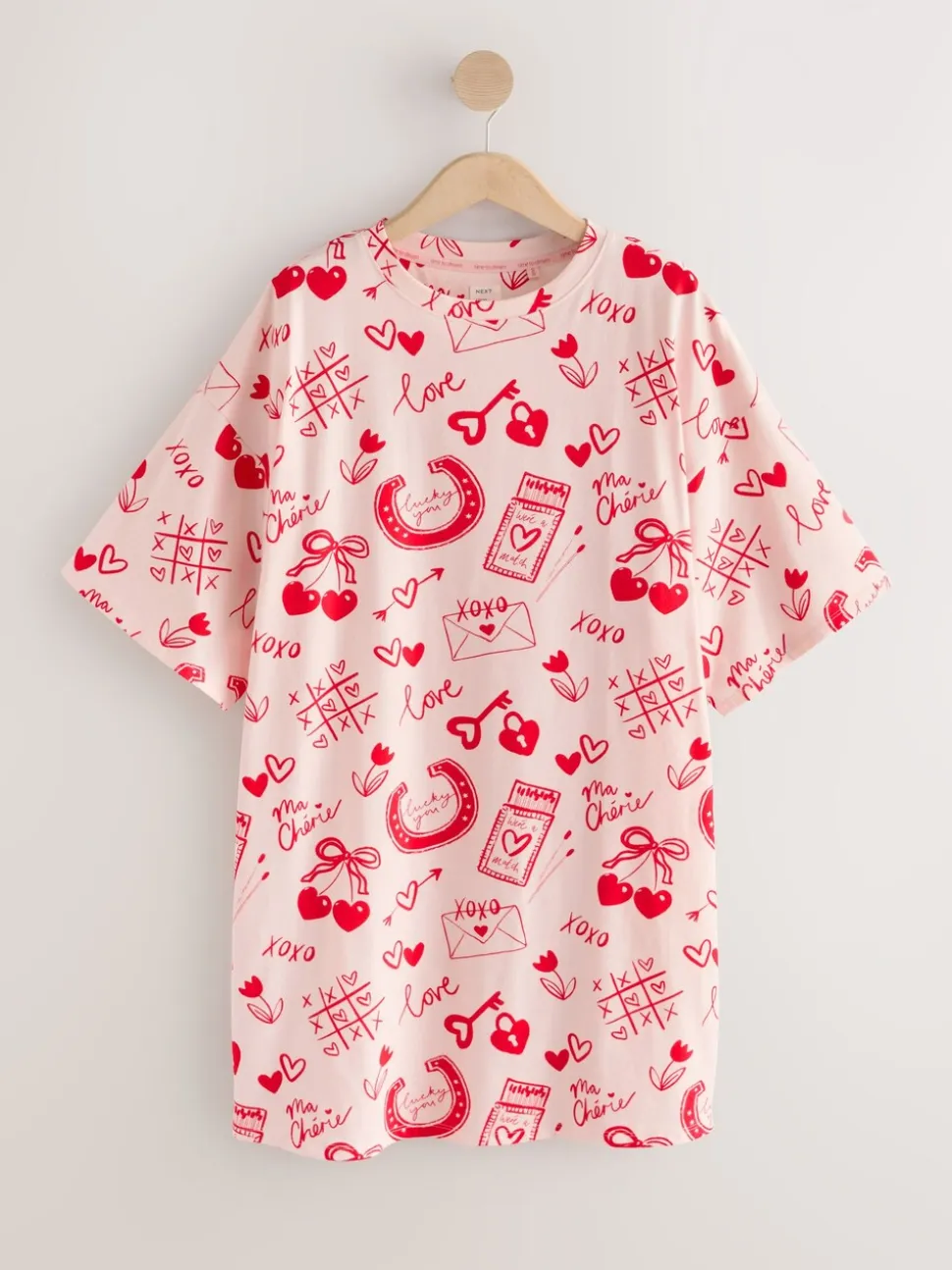 Roze/rood met hart - Nachtpon