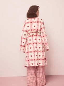 Roze/rood met hart - Superzachte kamerjas