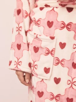 Roze/rood met hart - Superzachte kamerjas