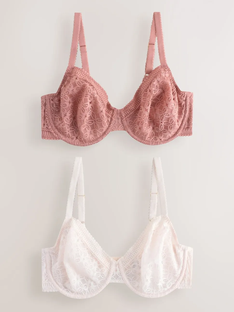 Roze/wit - Set van 2 minimiser Beha's met volledige cups zonder vulling, cup DD+