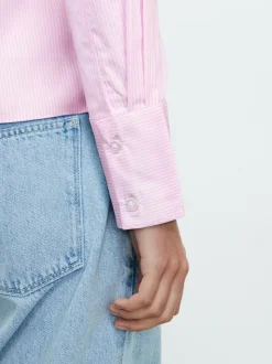 Roze/wit gestreept - Fitted Stretch Essential Long Sleeve Shirt