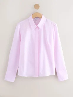 Roze/wit gestreept - Fitted Stretch Essential Long Sleeve Shirt