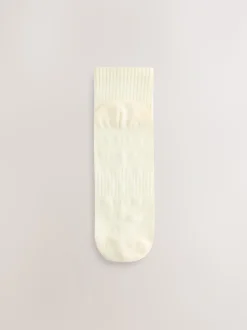 Sage Green/Cream/Grey - self. Cropped Ankle Embroidered Logo Gripper Socks 3 Pack