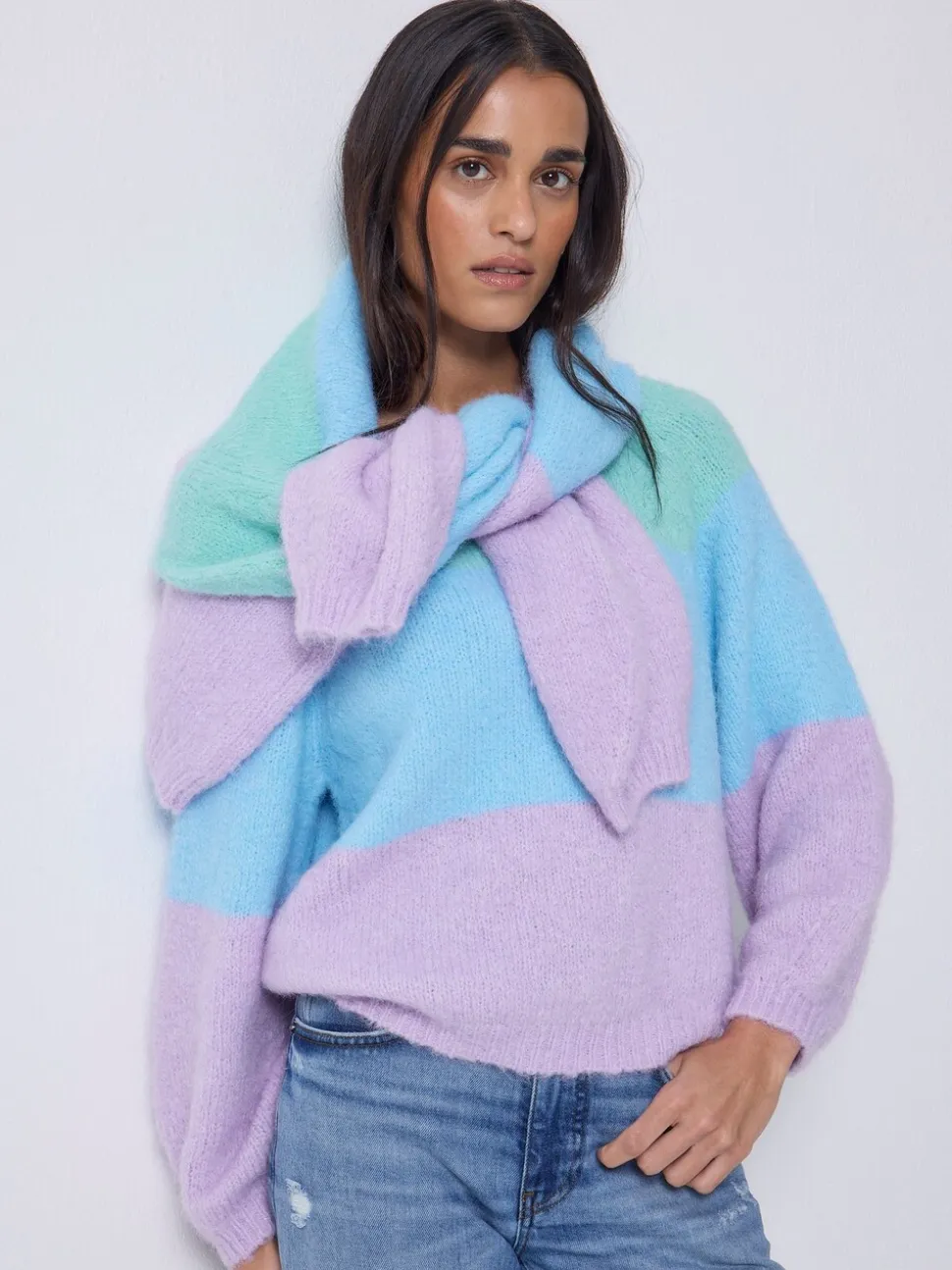 SCAMP & DUDE Fluffy Pastel Colour Block Jumper