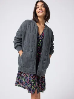 SCAMP & DUDE Quilted Bolt Bomber Jacket Light Washed