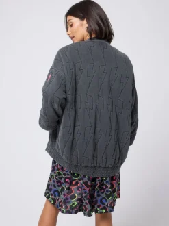 SCAMP & DUDE Quilted Bolt Bomber Jacket Light Washed