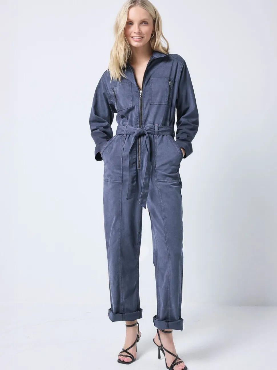 SCAMP & DUDE Tie Front Tencel Boiler Jumpsuit