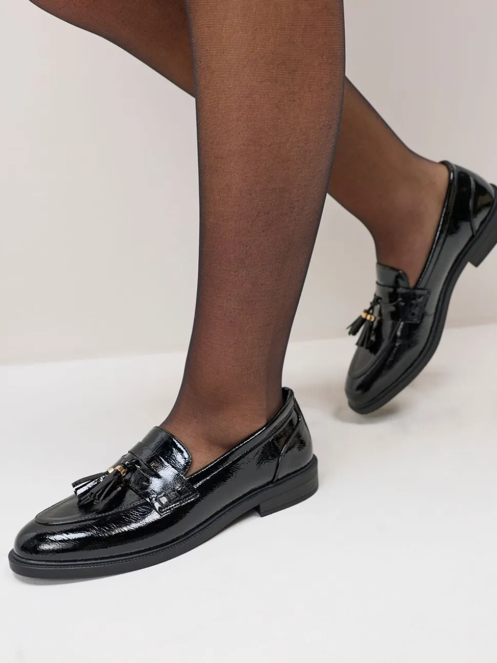 Schuh Wide Fit Layne Patent Tassel Loafers