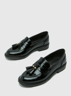 Schuh Wide Fit Layne Patent Tassel Loafers