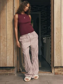 self. Ribbed Vest Top and Long Leg Pyjamas Set