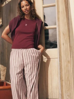 self. Ribbed Vest Top and Long Leg Pyjamas Set