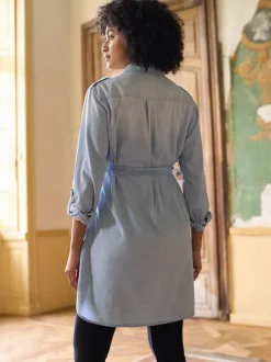 Seraphine Denim Maternity & Nursing Chambray Shirt Dress