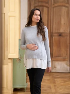 Seraphine katoenen blend zwangerschaps- en borstvoedingsshirt en trui