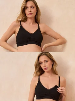 Seraphine Maternity & Nursing Cotton Rib Jersey Bras 2 Pack