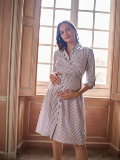 Seraphine Maternity & Nursing Midi Wrap Shirt Dress