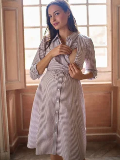 Seraphine Maternity & Nursing Midi Wrap Shirt Dress