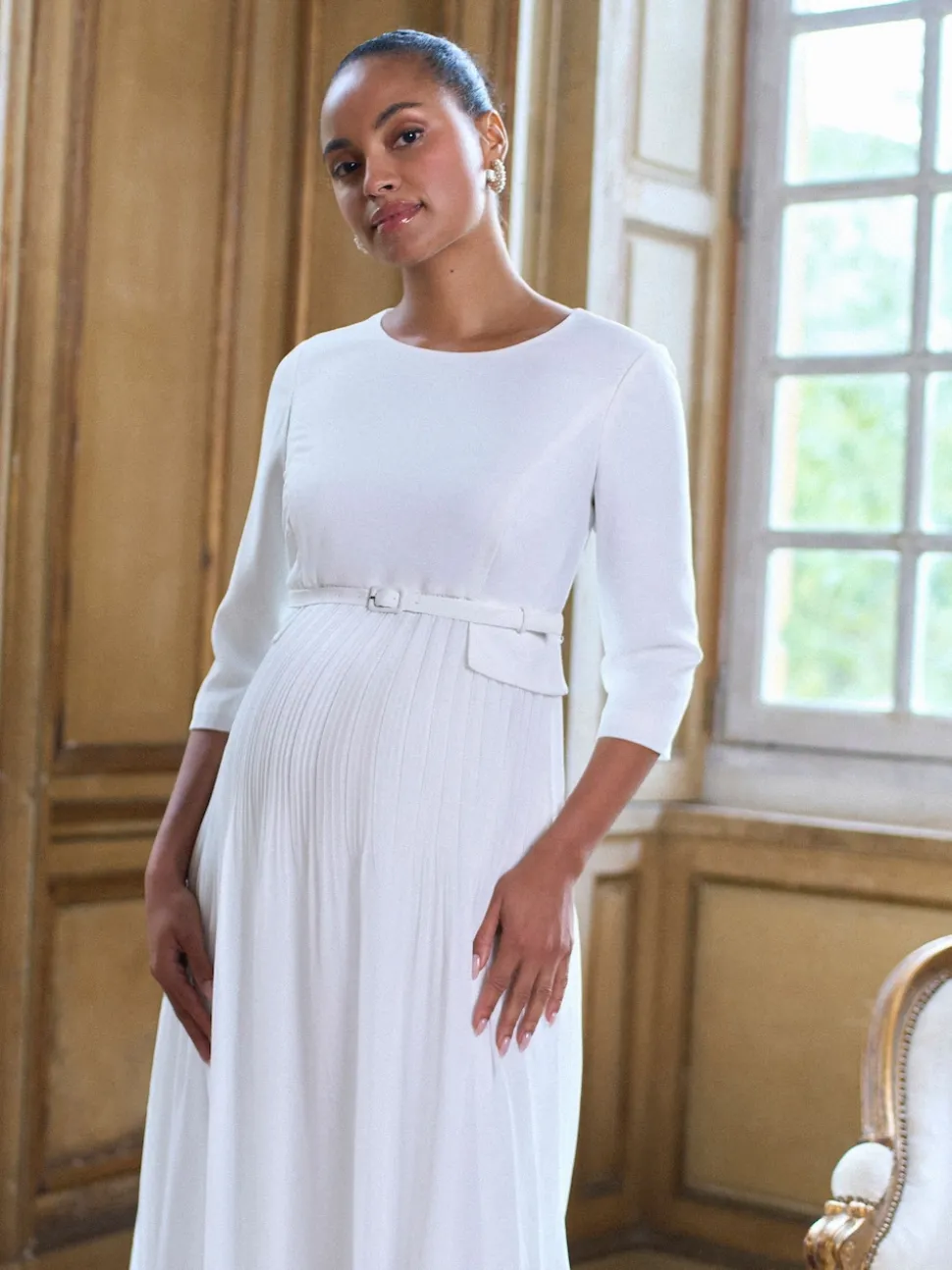 Seraphine Maternity Premium Occasion Bridal Dress With Floaty Pleated Skirt